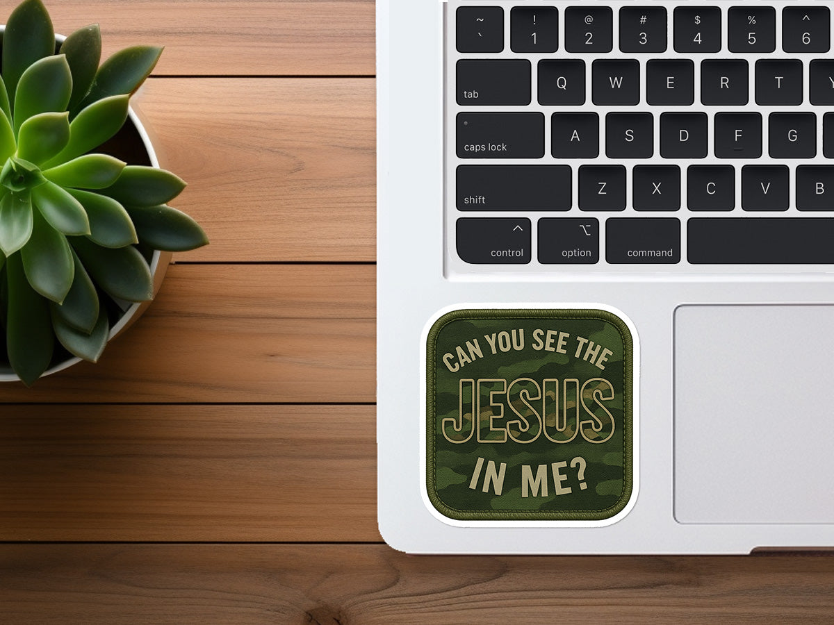Can You See The Jesus In Me? | Camo Christian Sticker