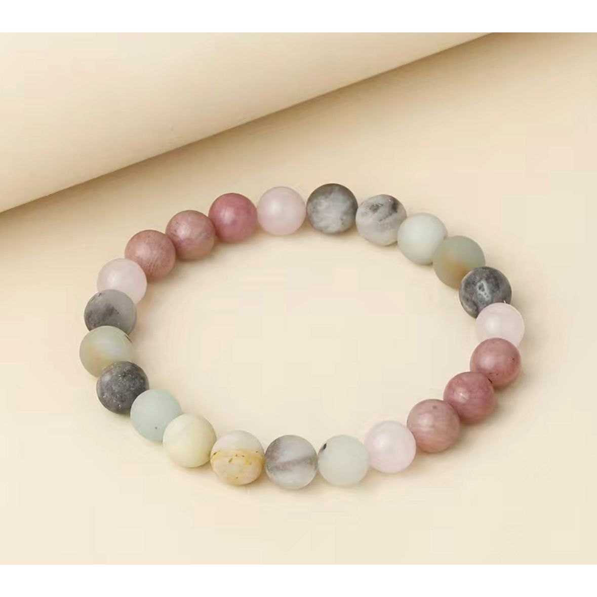 Handmade Natural Stone Bracelet | Rose Quartz and Rhodonite
