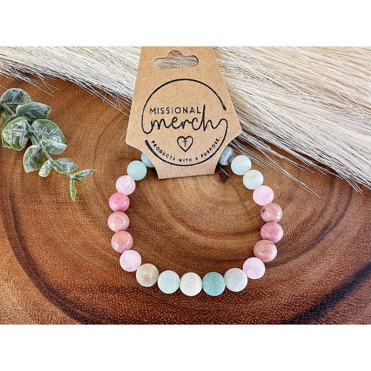 Handmade Natural Stone Bracelet | Rose Quartz and Rhodonite