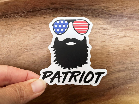 Patriot Bearded Man Sticker | Patriotic Sticker | America