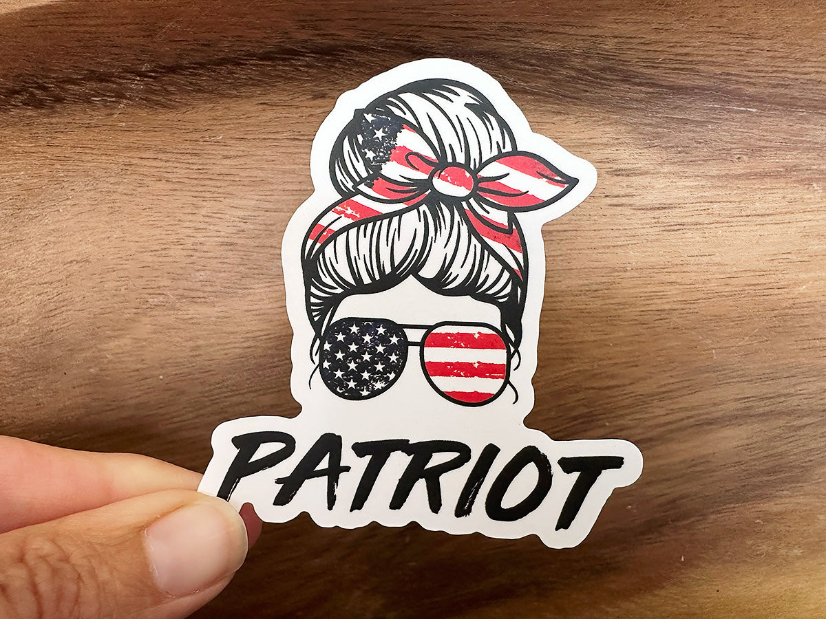 Patriot Messy Bun Sticker | Patriotic Sticker | America