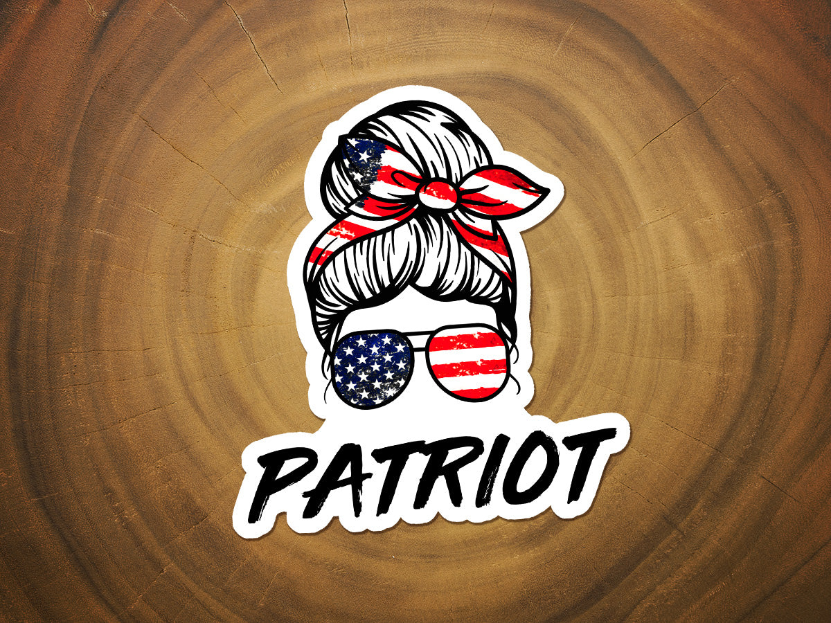 Patriot Messy Bun Sticker | Patriotic Sticker | America