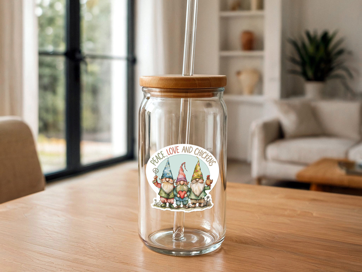 Peace, Love and Chickens | Cute Gnome Sticker