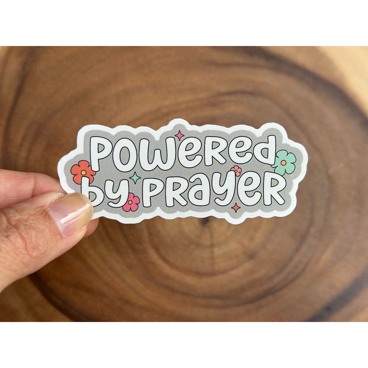 Powered By Prayer | Cute Christian Sticker