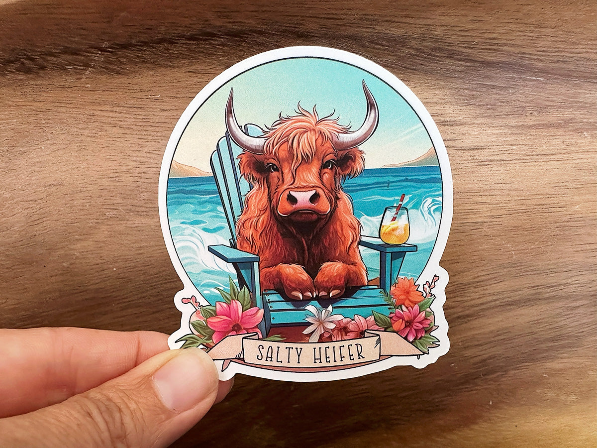 Salty Heifer | Highland Cow Sticker