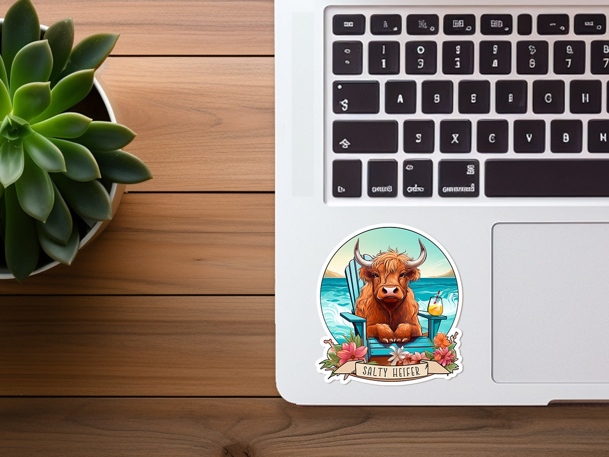 Salty Heifer | Highland Cow Sticker