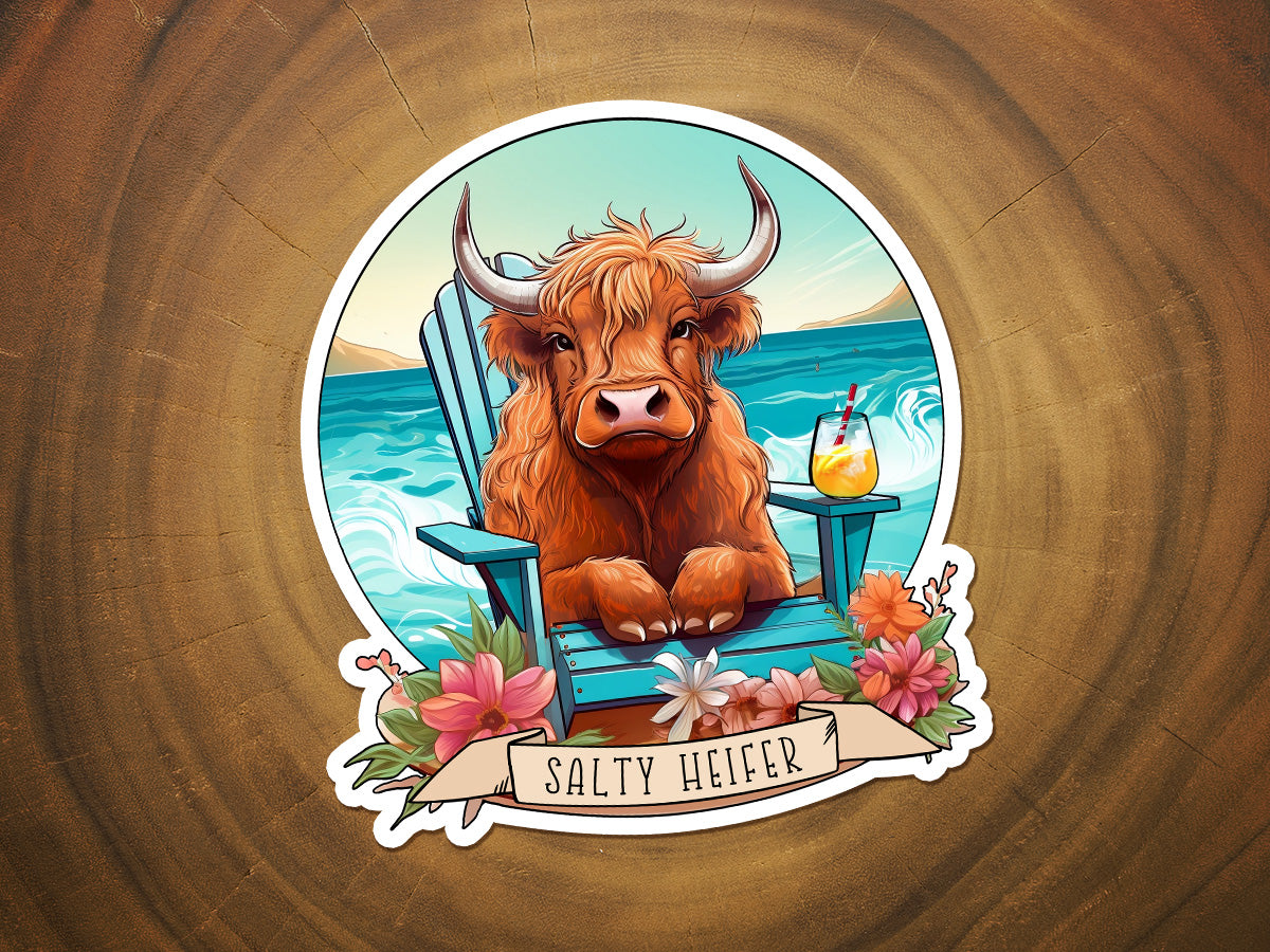 Salty Heifer | Highland Cow Sticker