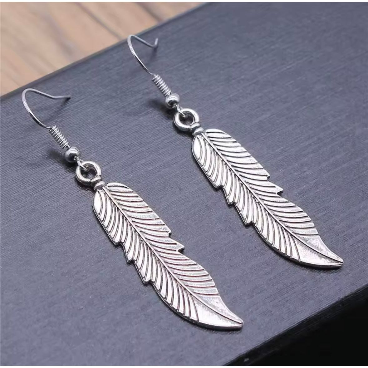 Antique Silver Feather Earrings