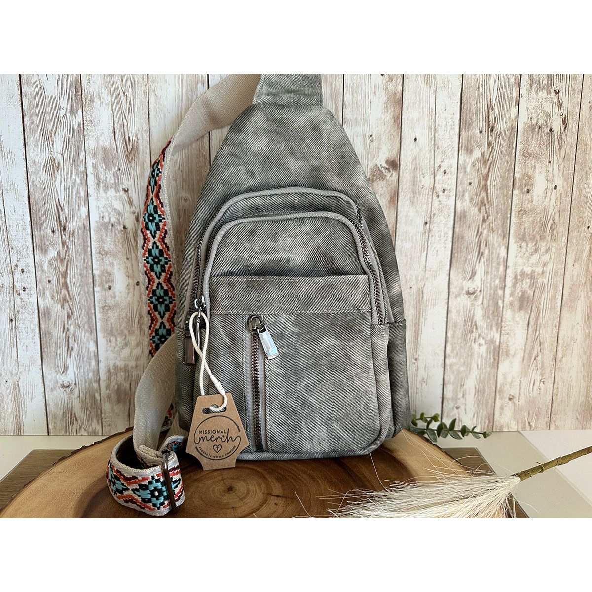 Khaki & Grey Crossbody Bag for Women