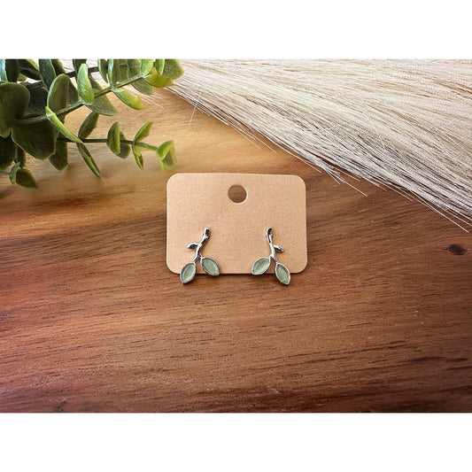 Opal Branch & Leaf Stud Earrings