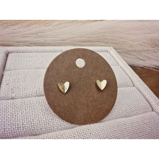 Tiny Gold Folded Heart Stud Earrings