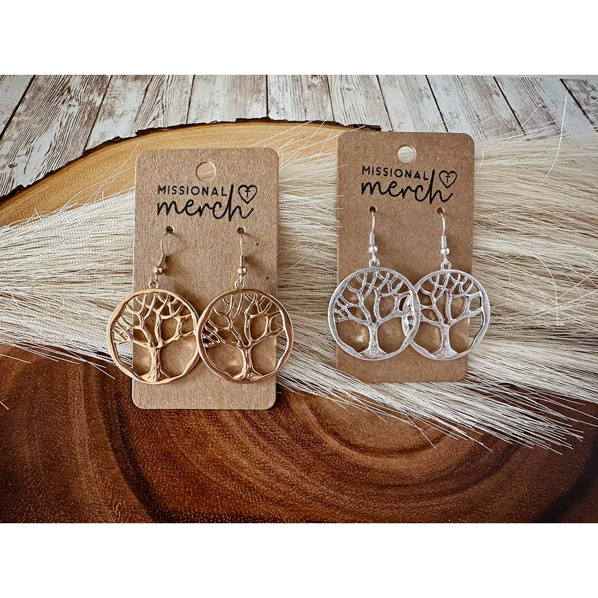 Hammered Silver or Gold Tree of Life Earrings