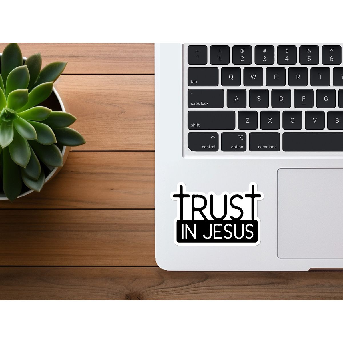 Trust In Jesus | Black & White Christian Sticker