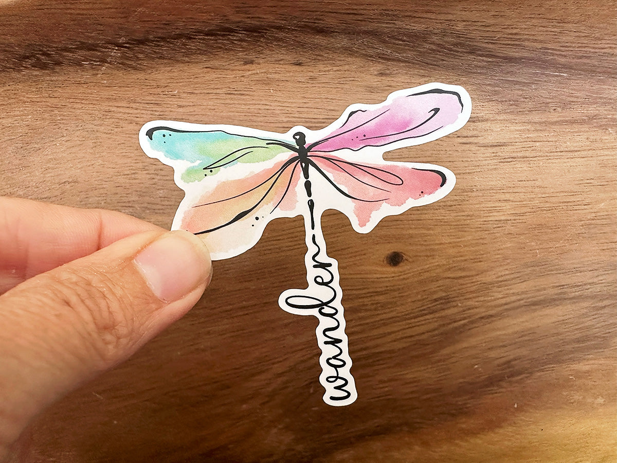 Wander Watercolor Dragonfly  | Vinyl Christian Sticker