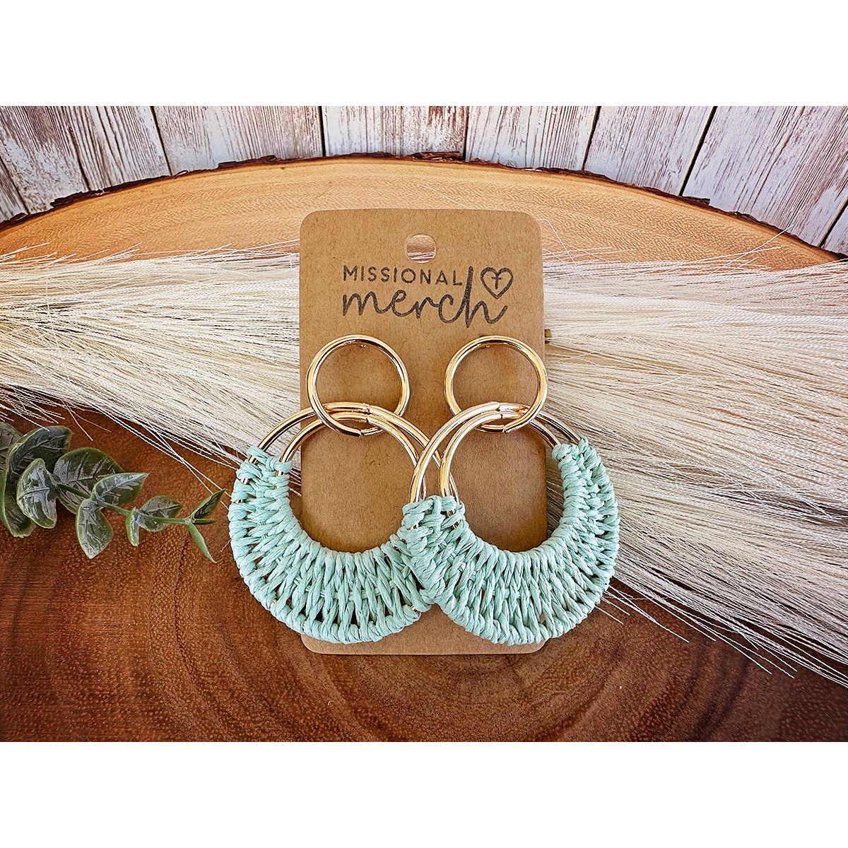 Woven Lagoon Grass Earrings | Teal
