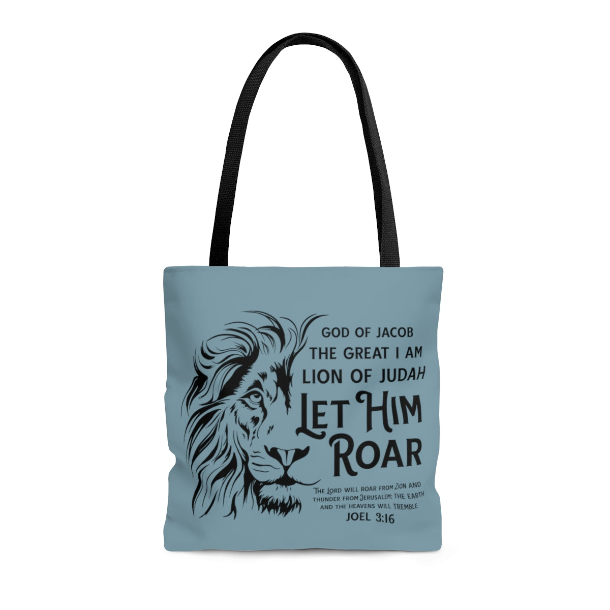 Let Him Roar | Lion Design | Joel 3:16 Tote Bag | Customize the Color!