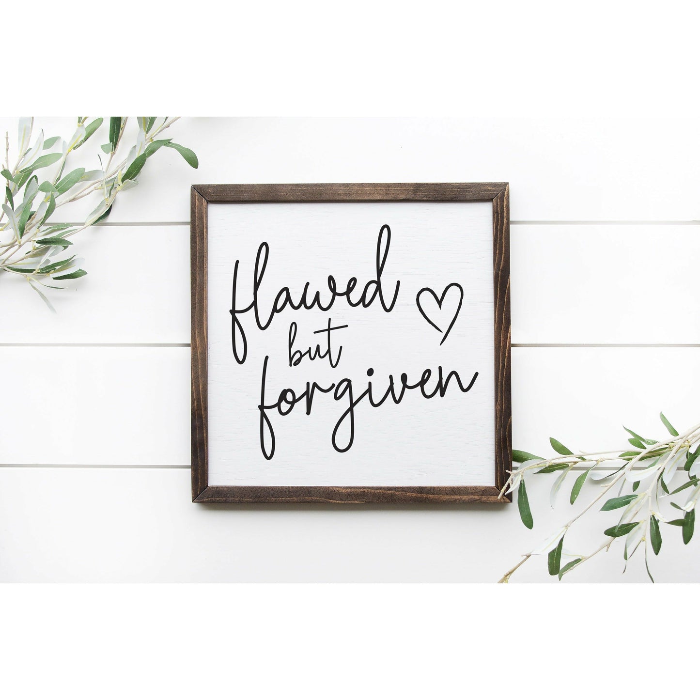 Flawed But Forgiven - Rustic Wooden Wall Art Sign
