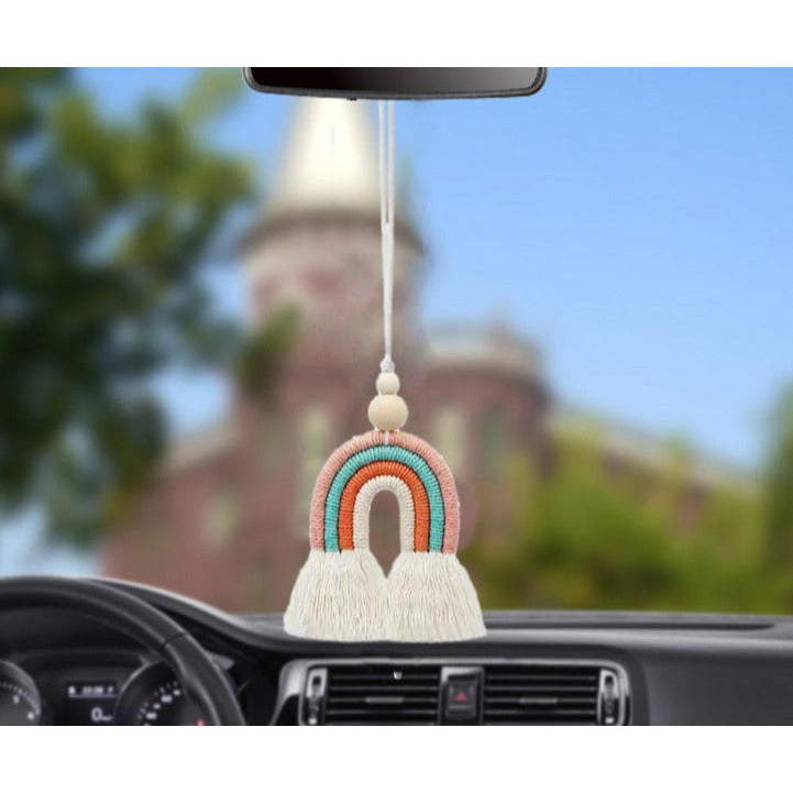 Rainbow Rearview Mirror Car Charms with Diffuser Beads
