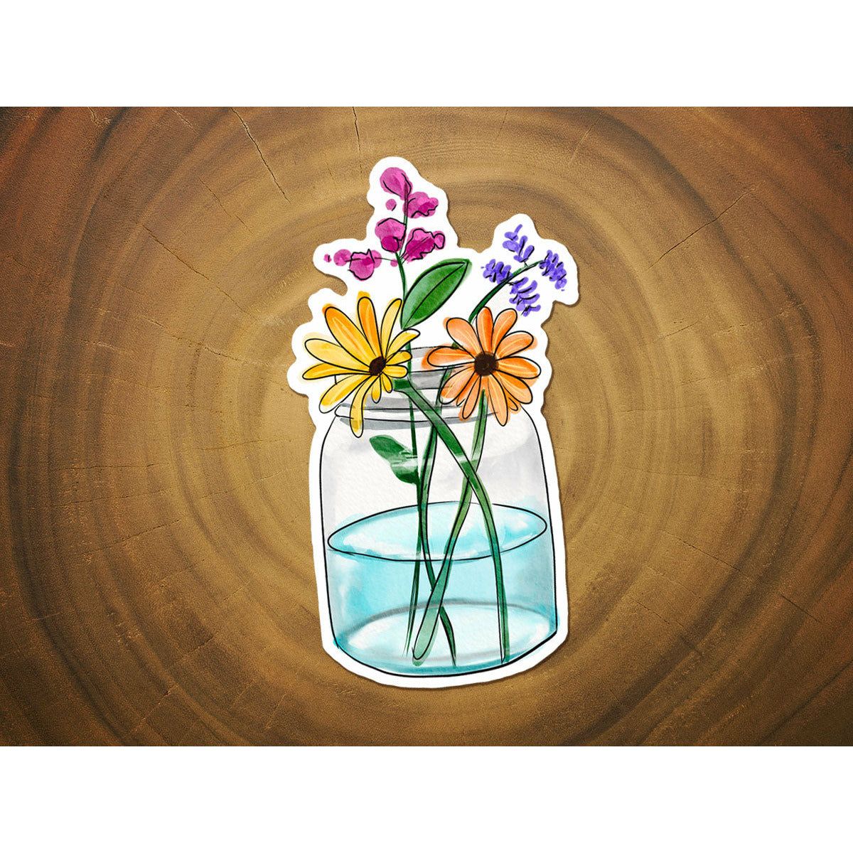Wildflowers in a Jar | Vinyl Art Sticker