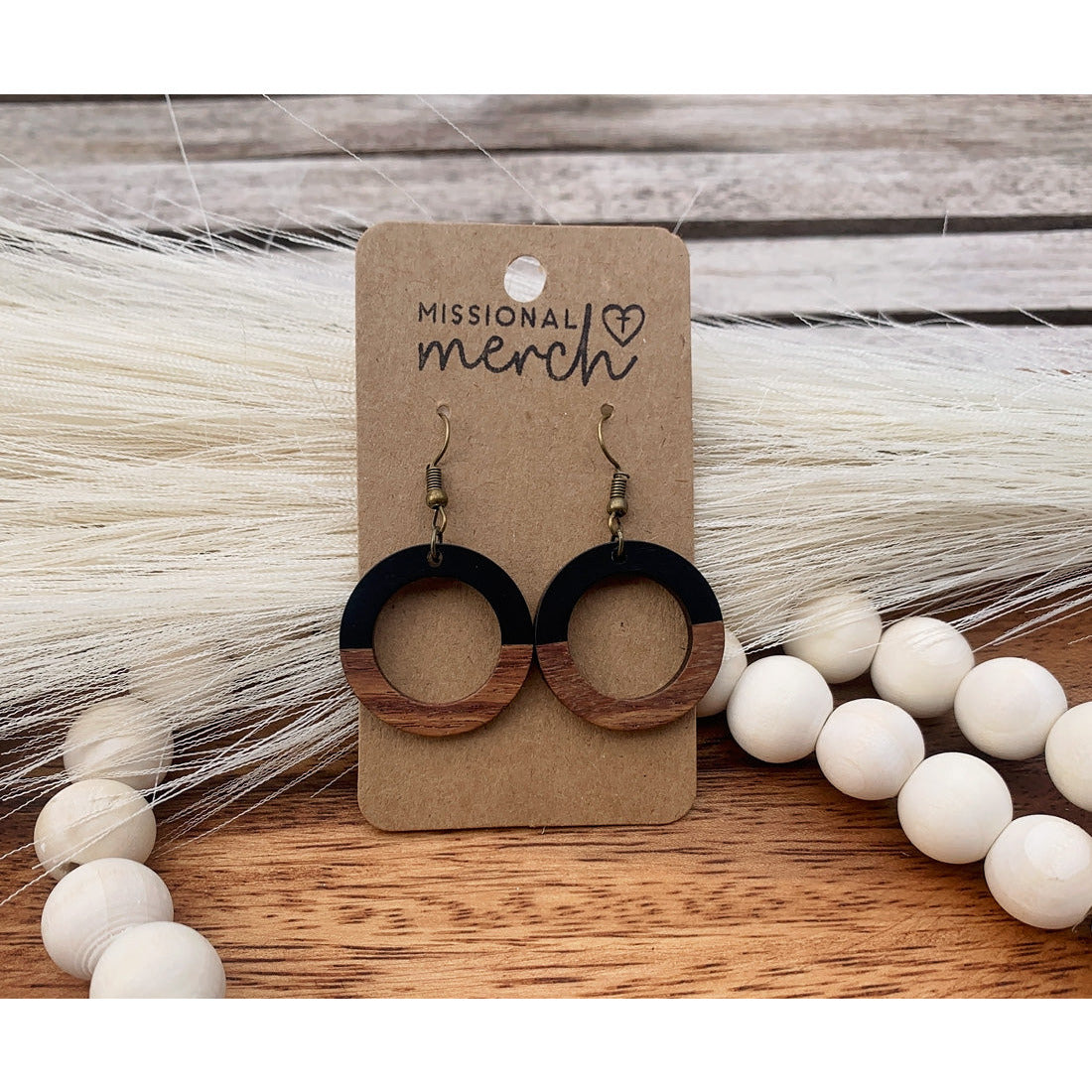 Wood and Resin Circle Earrings | Two Color Options!