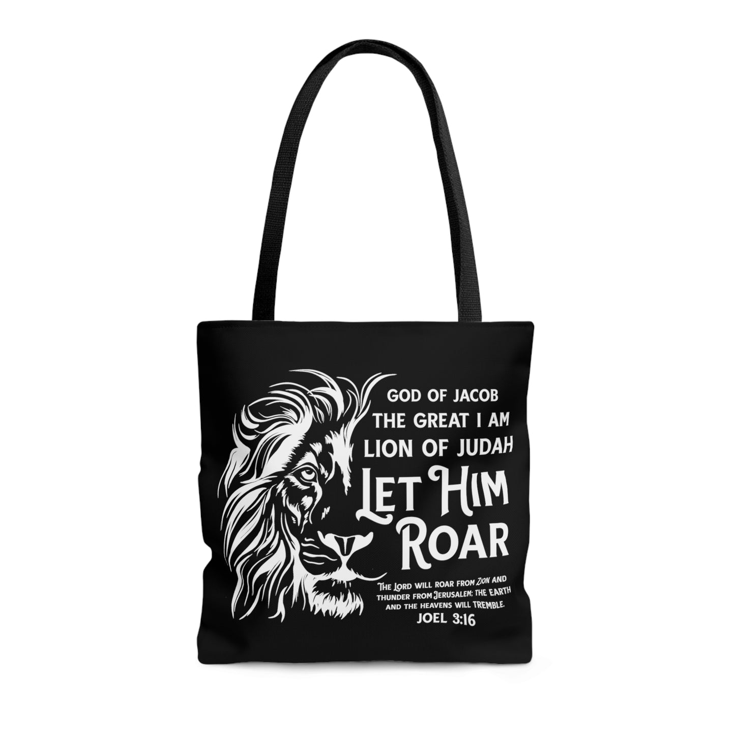 Let Him Roar | Lion Design | Joel 3:16 Tote Bag | Customize the Color!