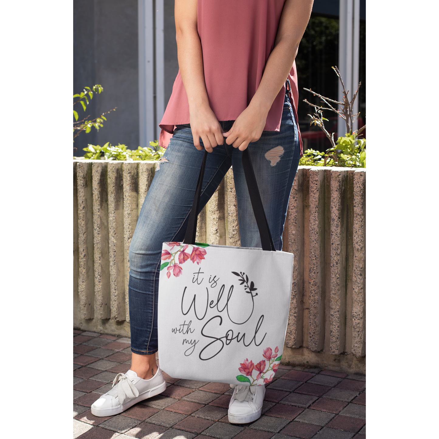 It Is Well With My Soul | Floral Tote Bag for Women